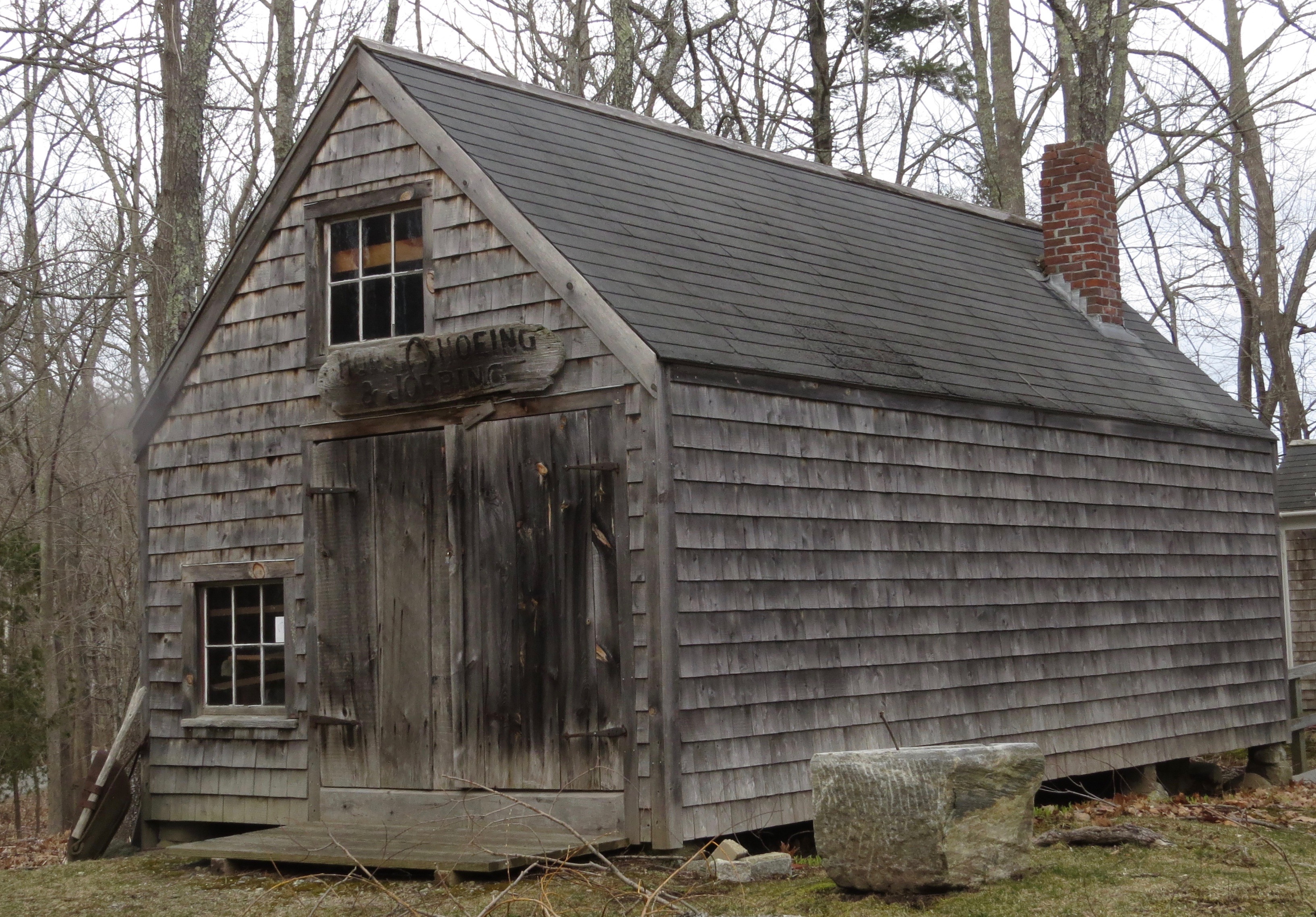 Blacksmith Shop, Fully equipped as a blacksmith shop of the type common to small towns years ago. The oxen lift is one of its interesting pieces of equipment