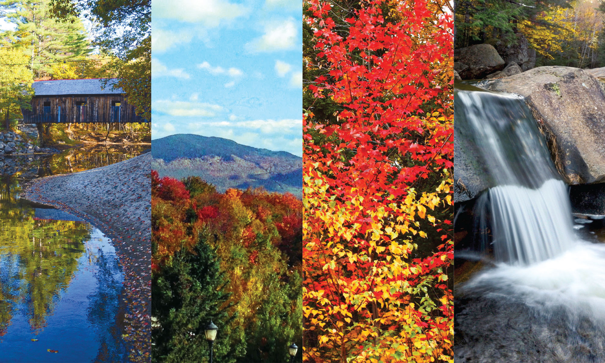 Fall foliage, waterfalls, and covered bridges are the focus of this photo adventure. 