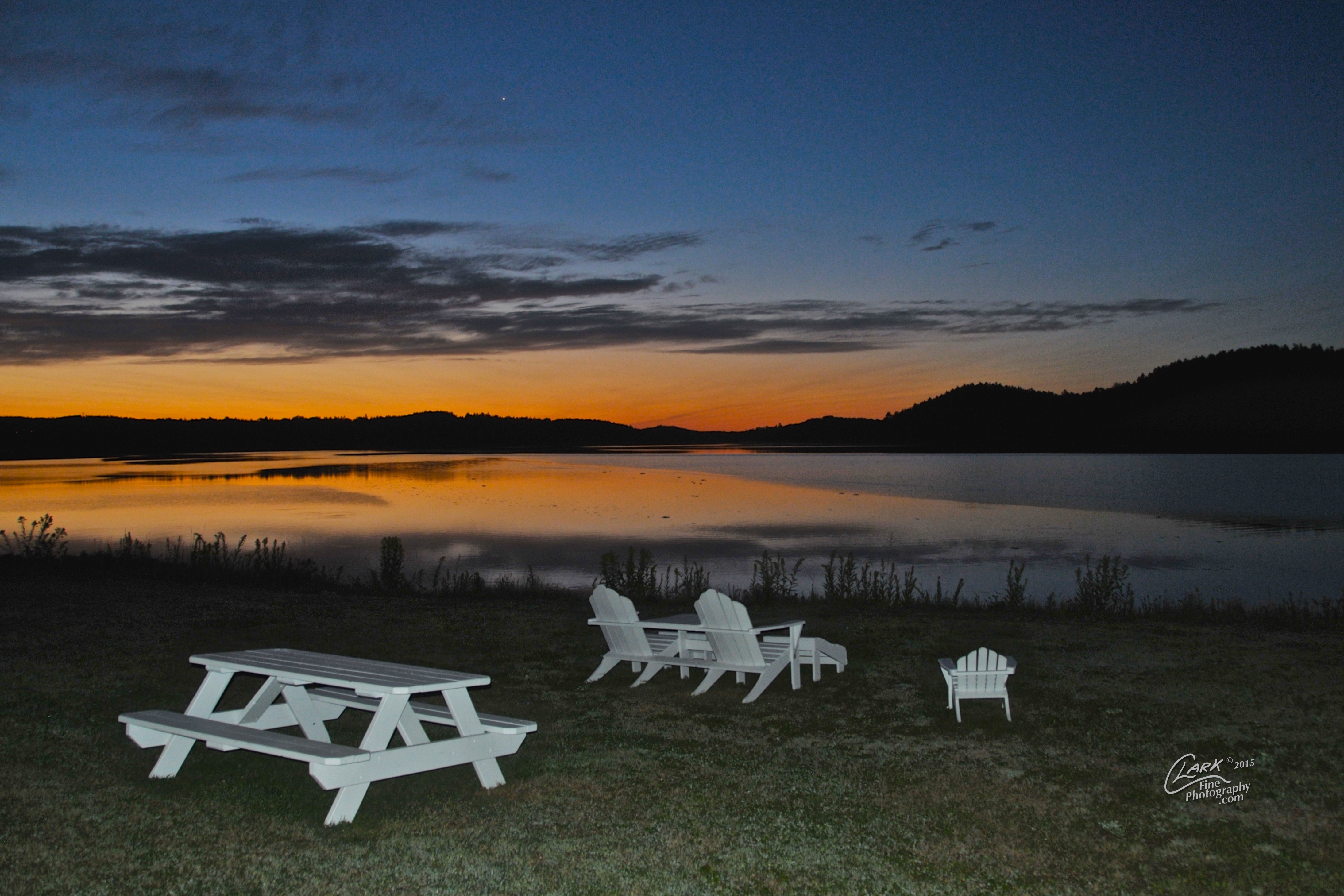 Sunrise behind Machias River Inn.