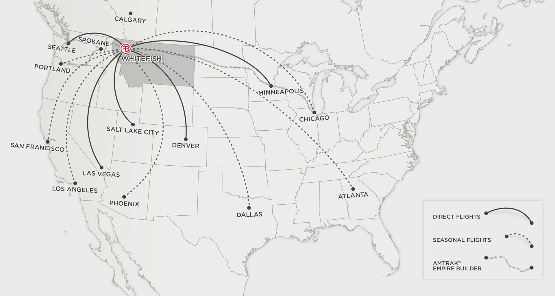 Flight Map for Whitefish, Montana