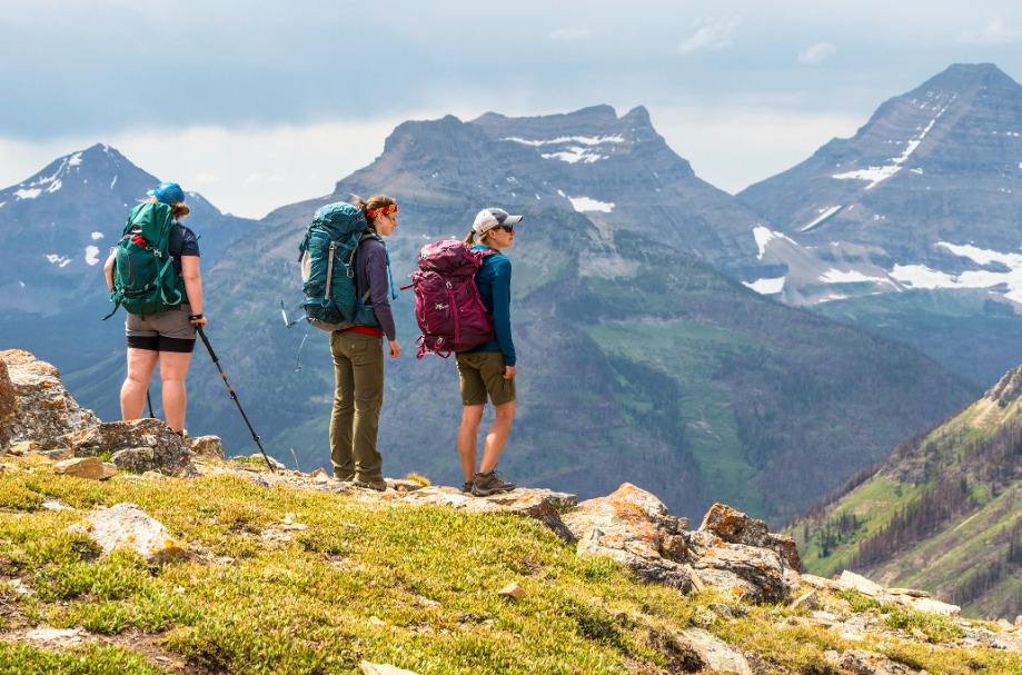 Hikers enjoying the view in Glacier National Park