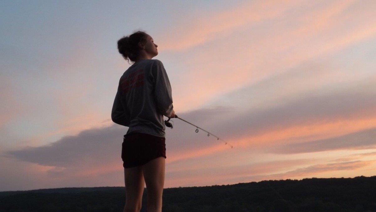 woman fishing