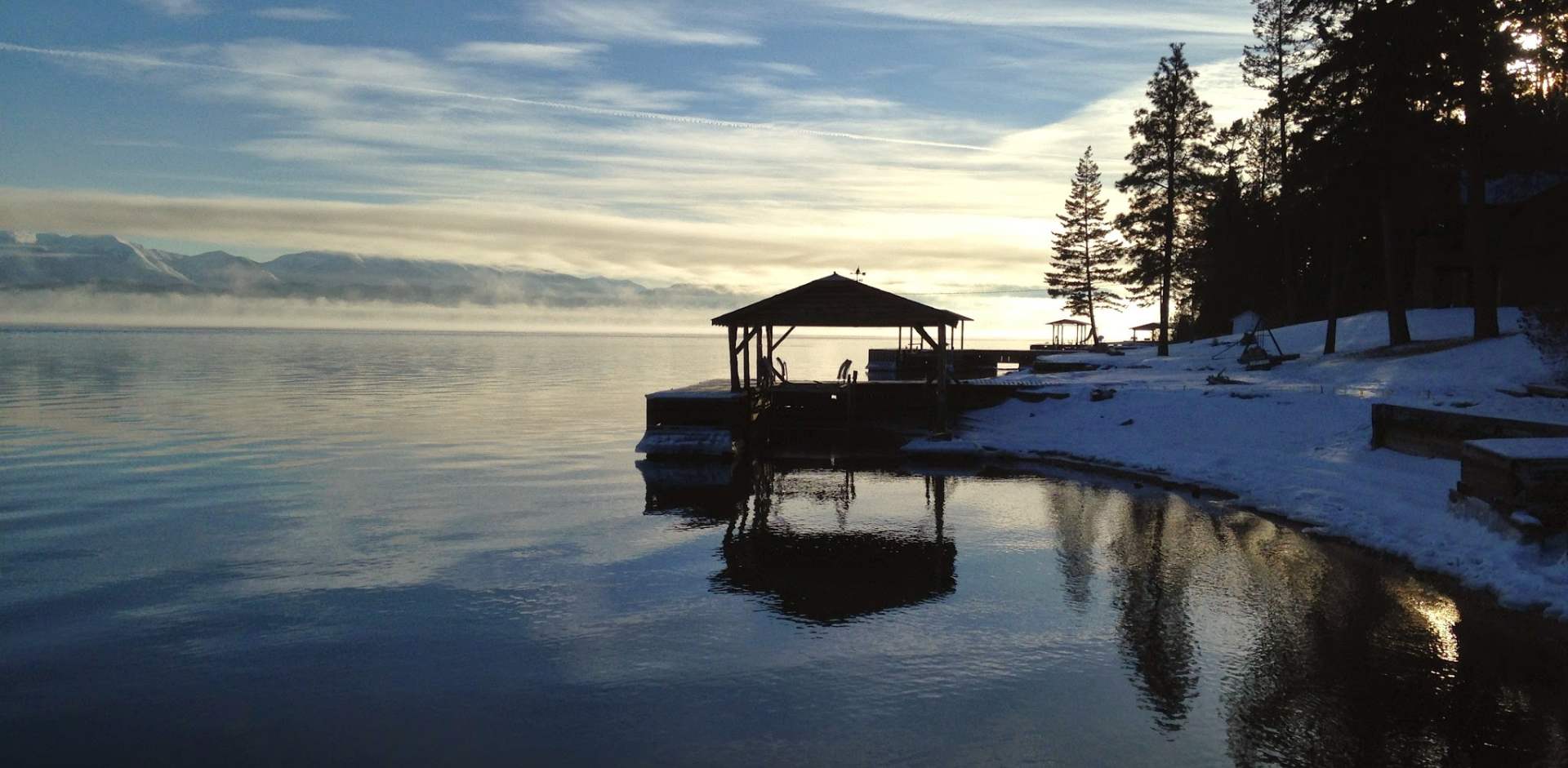 boat dock on flathead lake