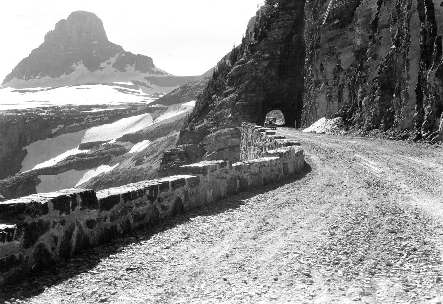 Historic photo of Going-to-the-Sun Road from 1933