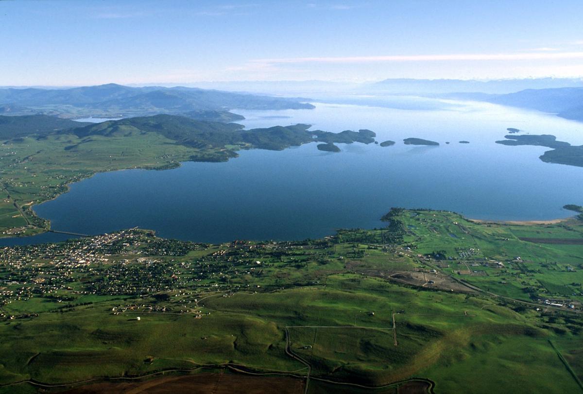 view from above looking down on Flathead Lake