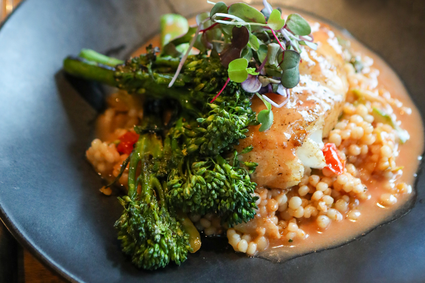Light and fresh Seabass served daily in the Boat Club. – Hope Kauffman