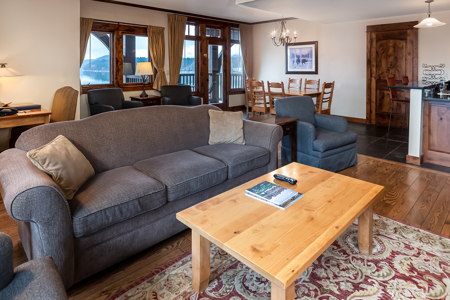 This Lakefront Loft Suite offers spectacular views of Whitefish Lake along with ample space for everyone! – Michael Klippert