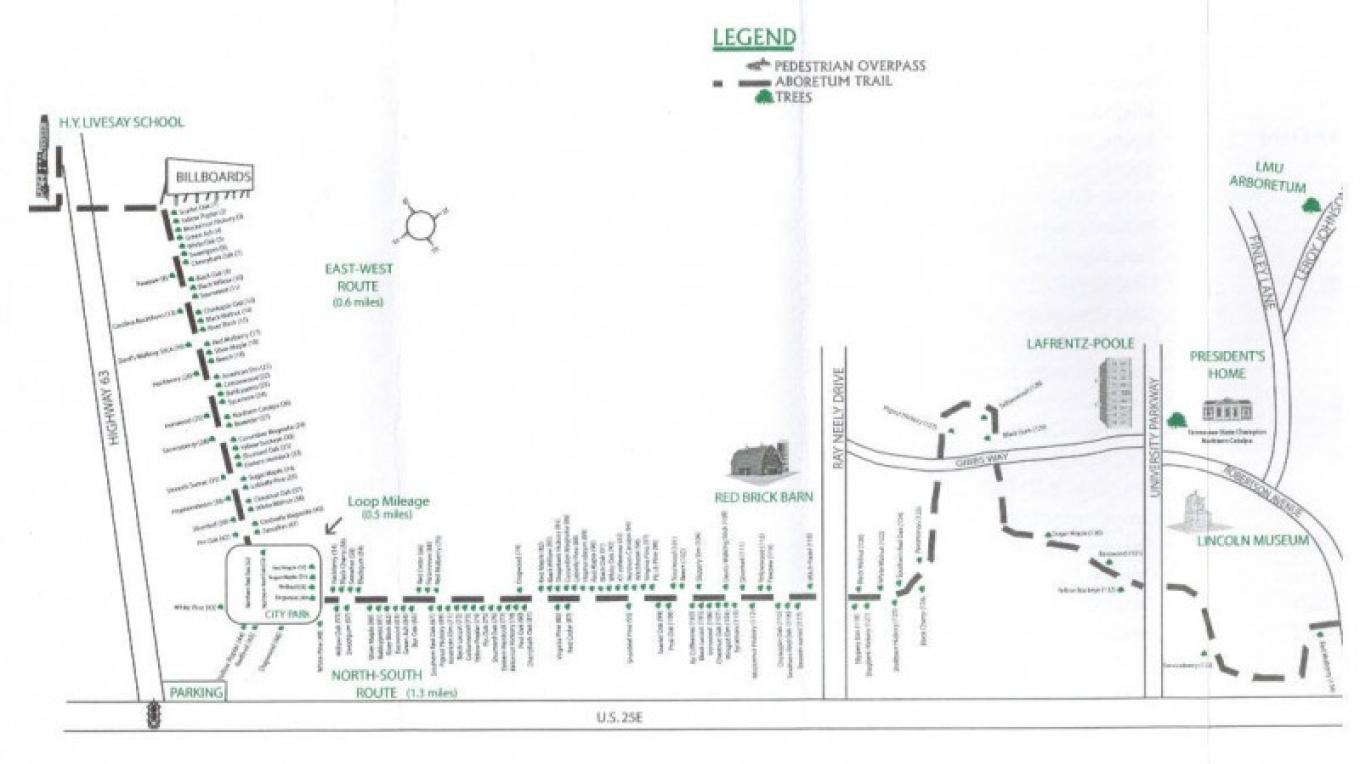 Map of Daniel Boone Arboretum